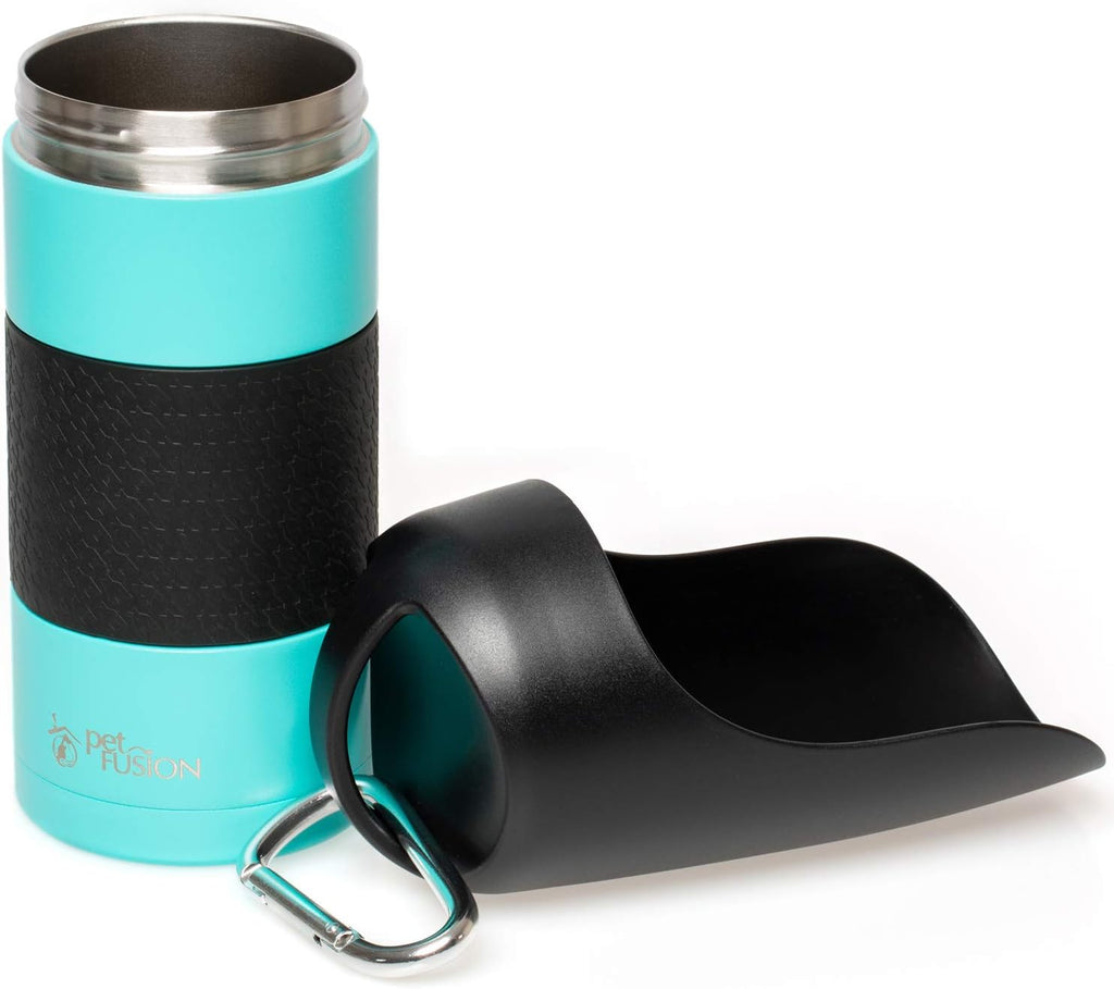 Portable Dog Water Bottle & Dog Water Bottle Dispenser (New - Large 22Oz Water & Food Dispenser) Insulated 2 Wall Stainless Steel - Optimal Cool Water Temp - Perfect Dog Travel Water Bottle