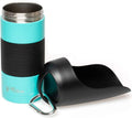 Portable Dog Water Bottle & Dog Water Bottle Dispenser (New - Large 22Oz Water & Food Dispenser) Insulated 2 Wall Stainless Steel - Optimal Cool Water Temp - Perfect Dog Travel Water Bottle